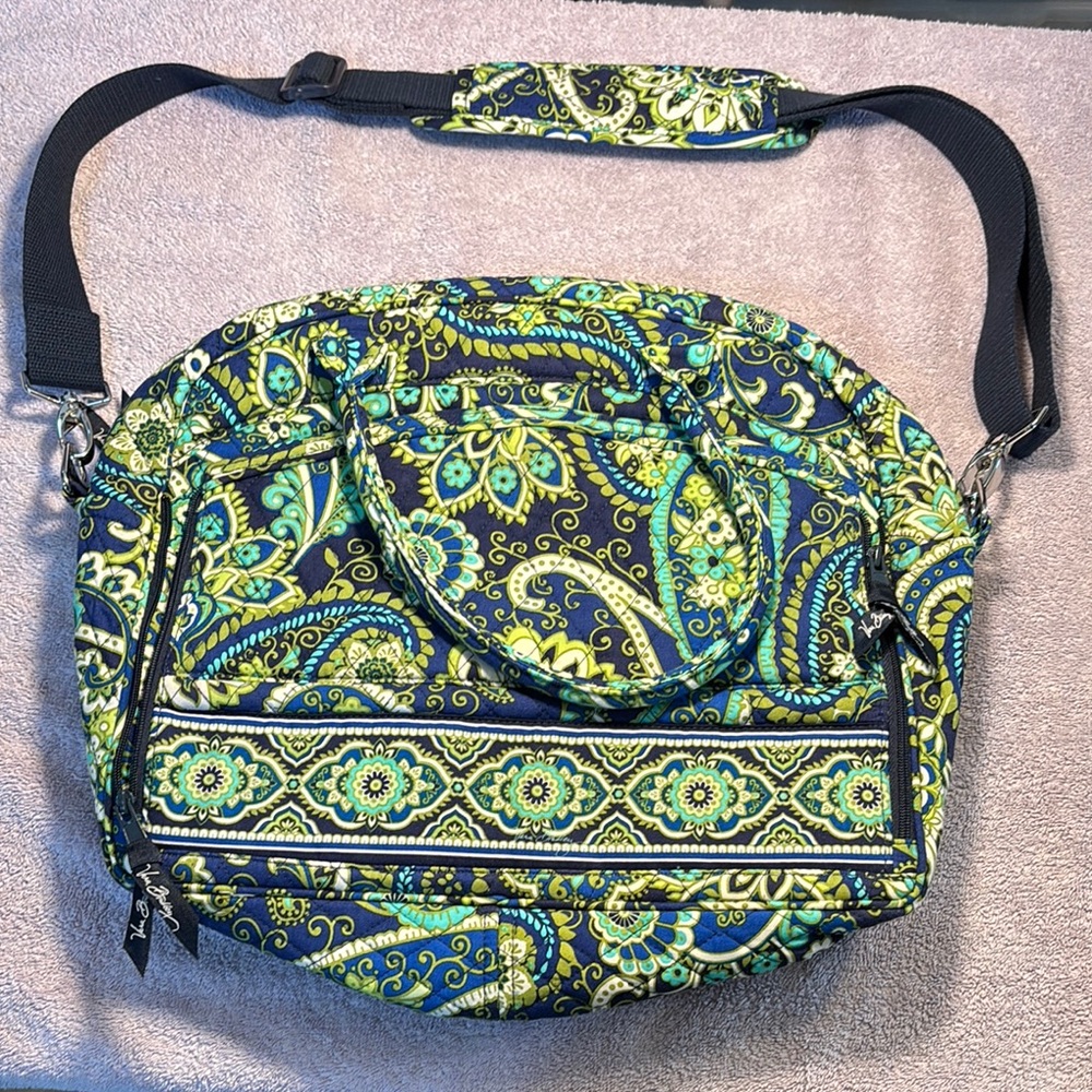 Green and Blue Quilted Laptop Bag with Paisley Print Vera Bradley